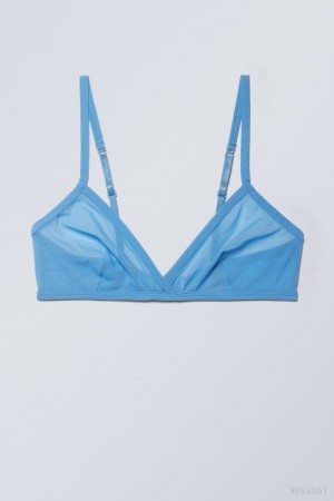 Bralette Weekday Bonnie Mesh Triangle Bralette Głęboka Niebieskie | ZUUM7365