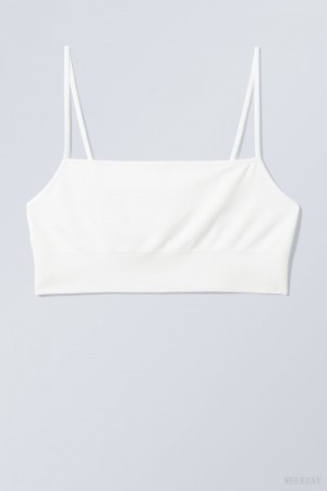 Bralette Weekday Cat Soft Bralette Białe | HAHD0082