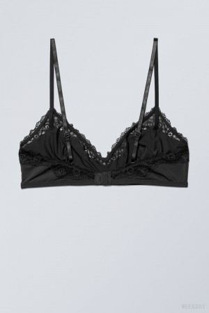 Bralette Weekday Cleo triangle bralette Czarne | DYJO7336