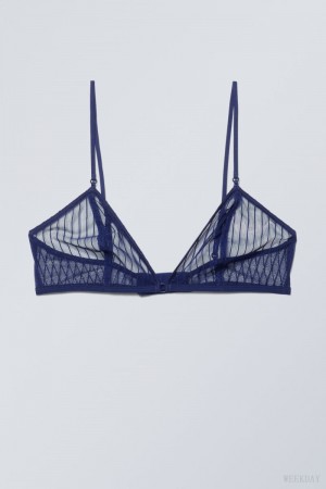 Bralette Weekday Zelda Koronkowe Bralette Granatowe | JZBQ9520