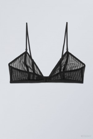 Bralette Weekday Zelda Koronkowe Bralette Czarne | HATT3590