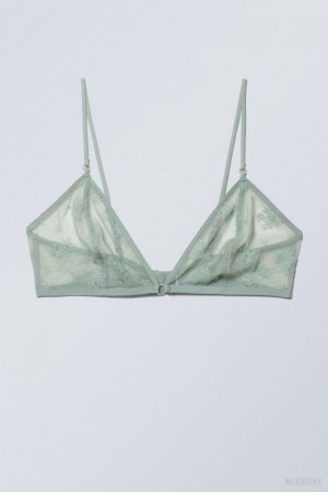 Bralette Weekday Zelda Koronkowe Bralette Zielone | QXFK9146