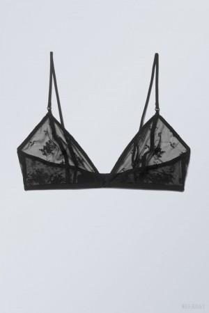 Bralette Weekday Zelda Koronkowe Bralette Czarne | HLHJ7593
