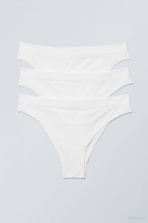 Majtki Weekday 3-pack Cat Soft Briefs Białe | PYIX8966