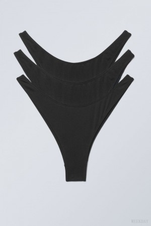 Majtki Weekday 3-pack Mini Brazil Brief Czarne | QGPV4601