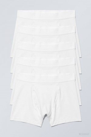 Majtki Weekday 5-pack Bokser Briefs Białe | ALPK7341