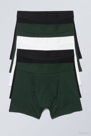 Majtki Weekday 5-pack Bokser Briefs Czarne Zielone Białe | MYTP0568