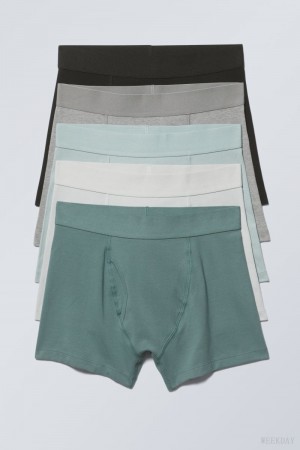 Majtki Weekday 5-pack Bokser Briefs Turkusowe | OFNP4429