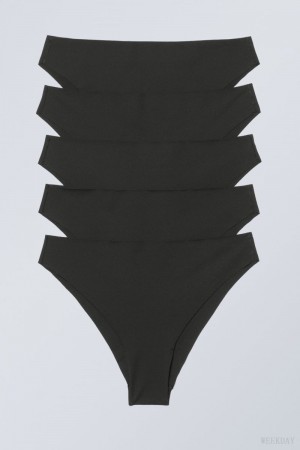 Majtki Weekday 5-pack Maya Seamless Briefs Czarne | VYDS1815