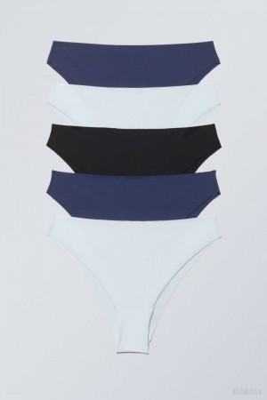 Majtki Weekday 5-pack Maya Seamless Briefs Niebieskie | PDQT1821