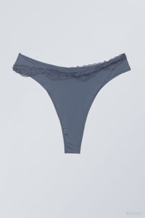 Majtki Weekday Cleo Koronkowe Brazilian Briefs Niebieskie | IIEW8122