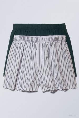 Spodenki Weekday 2-pack Bokser Shorts Granatowe | YRIG0572