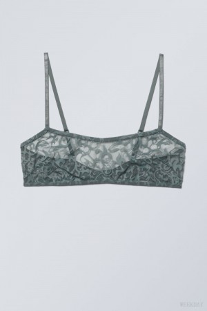 Stanik Weekday Ash Koronkowe Semi Scooped Bra Szare | RZEI1195