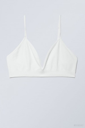 Stanik Weekday Cat Soft Triangle Bra Białe | TNWU8472