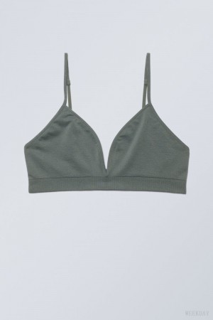 Stanik Weekday Cat Soft Triangle Bra Ciemny Szare | LPYB7501