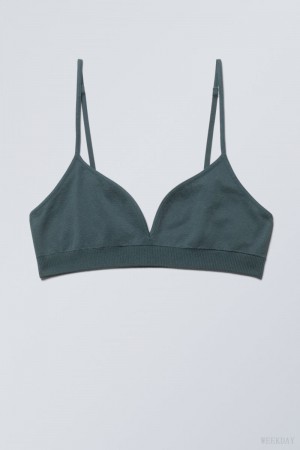 Stanik Weekday Cat Soft Triangle Bra Ciemny Turkusowe | LDZB8245