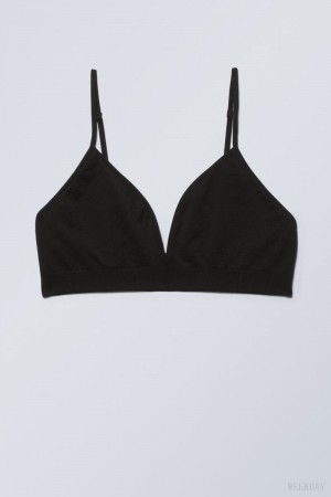 Stanik Weekday Cat Soft Triangle Bra Czarne | HLRO1615