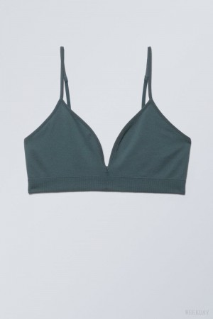 Stanik Weekday Cat Soft Triangle Bra Turkusowe | CJUF8853