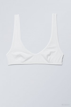 Stanik Weekday Jade Soft Bawełniane Bra Białe | HWXB5346