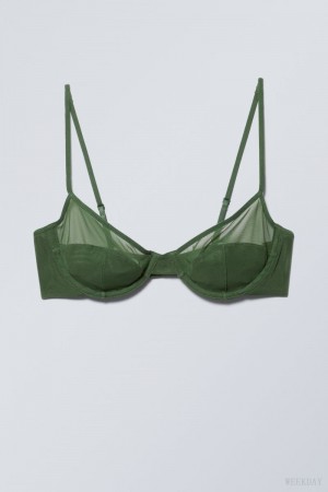 Stanik Weekday Molly Underwire Bra Ciemny Zielone | JDIU1730