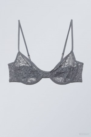 Stanik Weekday Molly Underwire Bra Ciemny Szare | MDUA0784