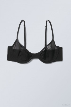 Stanik Weekday Molly Underwire Bra Czarne | DLFX0178