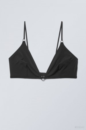 Stanik Weekday Tori Piercing Triangle Bra Czarne | VLRB8665