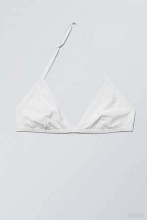 Stanik Weekday Vega Halter Triangle Bra Białe | AMUP5086