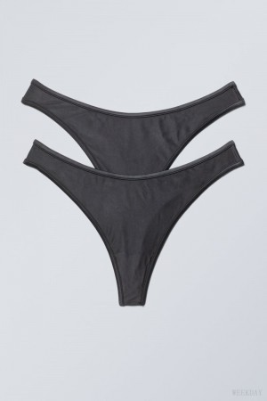 Stringi Weekday 2-pack Jade Shiny Stringi Ciemny Szare | JATW4353