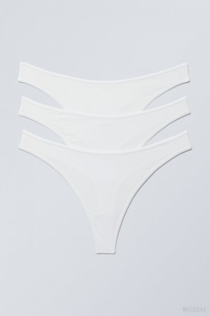 Stringi Weekday 3-pack Jade Bawełniane Stringi Białe | DXDK8026
