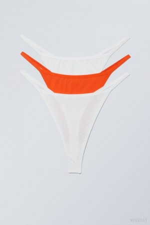 Stringi Weekday 3-pack Signe Tanga Stringi Białe Czerwone | CPRI3391