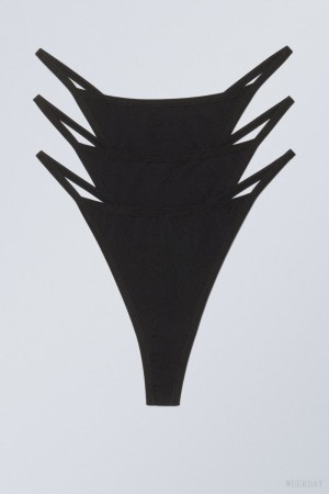 Stringi Weekday 3-pack Soul Tanga Stringi Czarne | BLPE6103