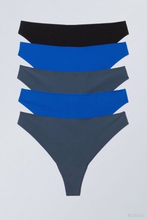 Stringi Weekday 5-pack Maya Seamless Stringi Niebieskie | SENF6415