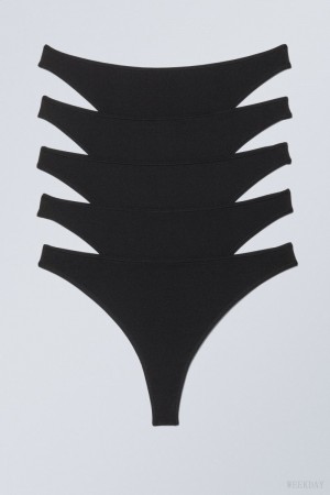 Stringi Weekday 5-pack Soul thong Czarne | DQRB1759