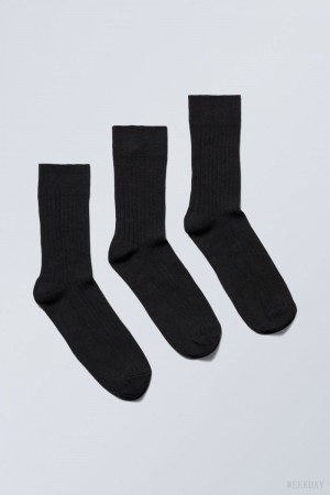 Weekday 3-pack Selma Socks Czarne | SSKN5582