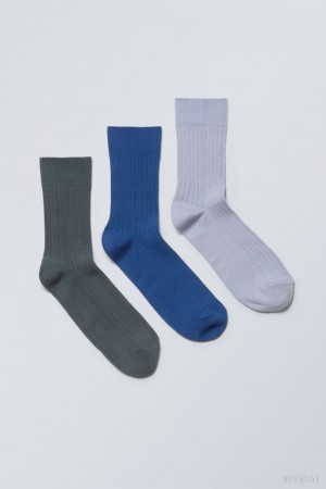 Weekday 3-pack Selma Socks Fioletowe | ISZR4262