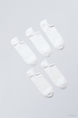 Weekday 5-pack Ankle Socks Białe | XQCP6629