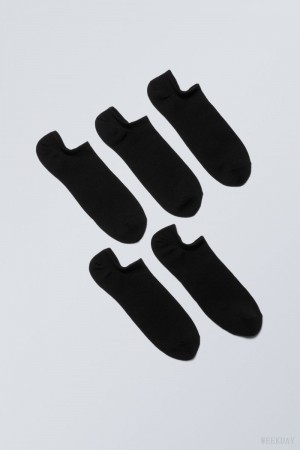 Weekday 5-pack Ankle Socks Czarne | CNVT6753