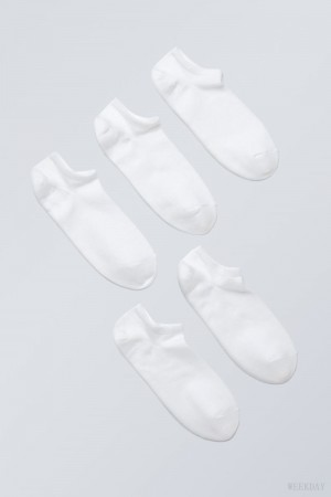 Weekday 5-pack Bawełniane Trainer Socks Białe | SWUN8225