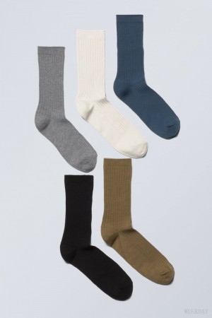 Weekday 5-pack Rib Socks Kolorowe | LPTQ3239