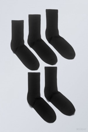 Weekday 5-pack Sportowe Socks Czarne | XKJC1621