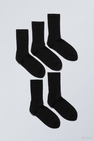 Weekday 5-pack Sportowe Socks Czarne | YBWV5728