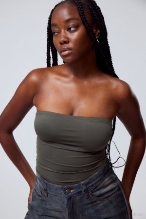 Weekday Act Tube Top Ciemny Szare | WREK0527