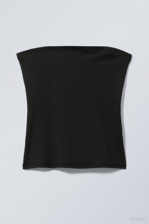 Weekday Act Tube Top Czarne | GFGW1313
