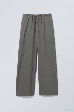 Weekday Adisa Suiting Cargo Trousers Ciemny Szare | DHYZ6319