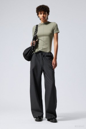 Weekday Adisa Suiting Cargo Trousers Szare | RJCK3267