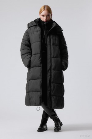Weekday Aeris Puffer Coat Czarne | WDXI8447
