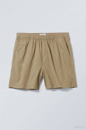 Weekday Alex Relaxed Shorts Ciemny Beżowe | BWQR0225