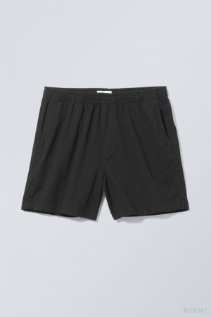 Weekday Alex Relaxed Shorts Czarne | AIEW6099