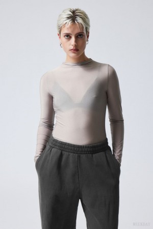 Weekday Allison Longsleeved Turtleneck Top Głęboka Szare | TDAU7220